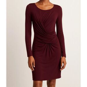 Bailey 44 dress Womens Sz L Anthropologie faux wrap ruched USA career timeless